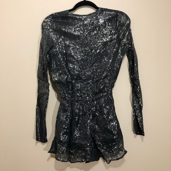 RAGA Long Sleeve Striped Metallic Romper - Picture 3 of 4